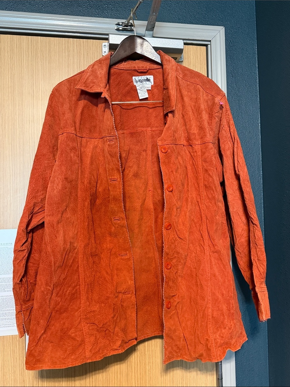 bagatelle Rust Orange Suede Button-Front Jacket